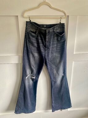 Hudson Holly Flare Jeans Womens 34 Distressed Y2K Low Rise Blue Denim